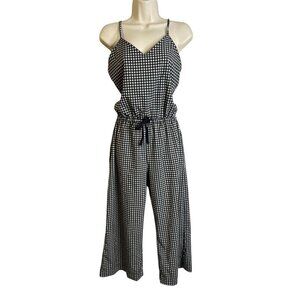 Albion Fit Gingham Jumpsuit Black White Womens Petite Size Small Jetsetter